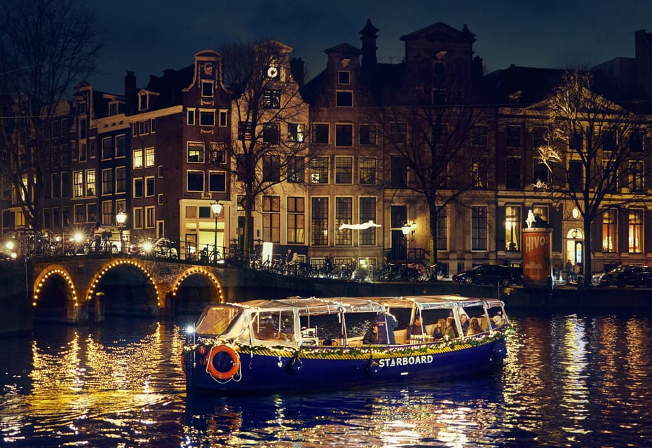 Amsterdam: Cozy Evening Canal Cruise With Open Bar Option - Golden Age canals on Prinsengracht and the Margere Brug moment