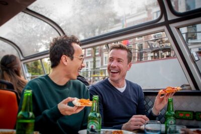 Amsterdam Guided Cruise with New York Pizza, Drinks and Ice Cream - The real deal: pizza, ice cream, and drinks onboard